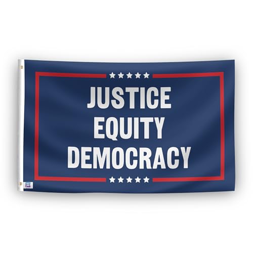 Justice Equity Democracy Political Statement Flag - 3x5 ft High-Durability Polyester Fade-Resistant, Weatherproof Outdoor/Indoor Banner