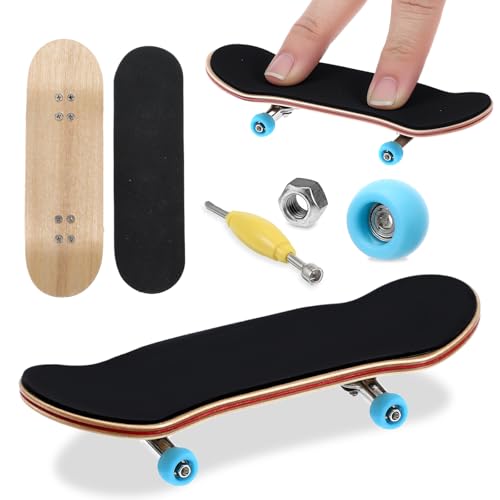 CIATBYYJ Mini Finger Skateboard,Kreatives Fingerboard,Professionelle Fingerskateboard,Ahornholz Finger Spielzeug,für Skateboarding-Enthusiasten, Geburtstagsgeschenke,Mini-Spiele (Blau)