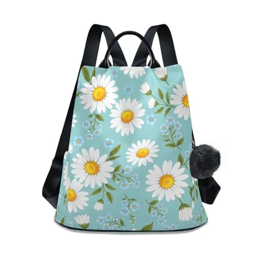 Mochila antirrobo mujer de flores azules bolsa de viaje ligera con cremallera trasera
