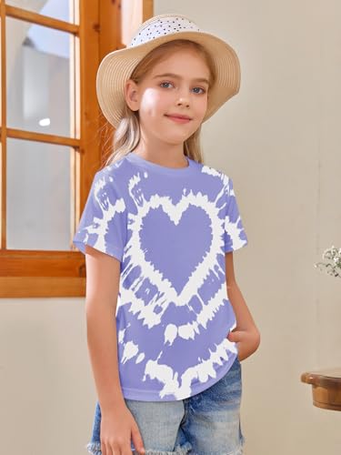Image of Girls Short Sleeve T Shirts Kids Summer Tops Crewneck Tees 5-14 Years
