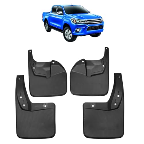 No-Drill Black Front and Rear Mudguard Protection Accessory Set for Toyota Hilux Vigo Revo 2015-2023 Cars (4 Pieces)