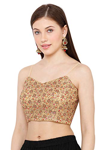 S SALWAR STUDIO Women's Gold Net Readymade Saree Blouse-SSB2849-GOLD - Image 4