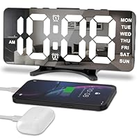 JXJHOVV Digital Alarm Clocks for Bedrooms, Alarm Clock for Heavy Sleepers, Dual Alarms, USB 2