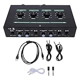 OVAQUIXI Dual Channel 48V Power Supply for Condenser Microphones & Instruments High Gain Audio Interface with RGB Knobs, 2 XLR 6.35mm Inputs, 60dB Boost, Clean Signal Iso