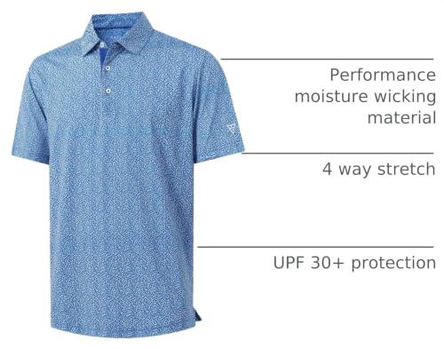 Image of M MAELREG Mens Golf Shirt Short Sleeve Dry Fit Print Moisture Wicking Performance Patterns Collared Polo Shirt
