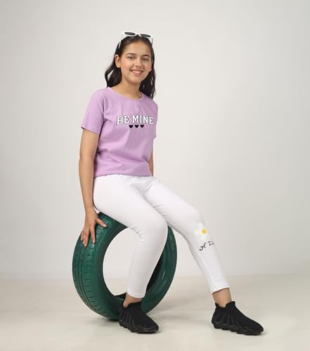 Image of KYDA KIDS Girls 100% Pure Cotton Printed T-Shirt Round Neck Short Sleeve Regular Fit Soft Breathable Casual Tops Summer Wear Daily Comforts -Pack of 3