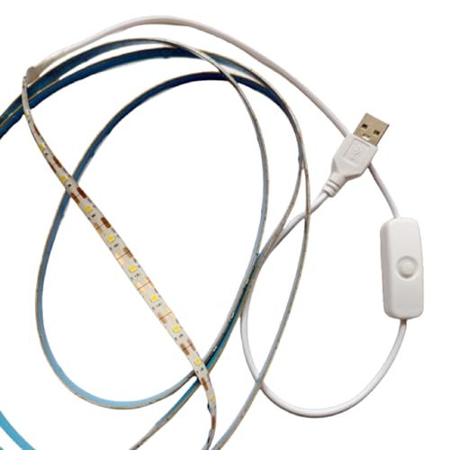 Tira LED autoadhesiva 2 metros blanco cálido con interruptor USB miniatura 5