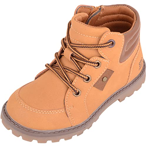 Bottes à lacets pour enfants en PU robuste avec zip