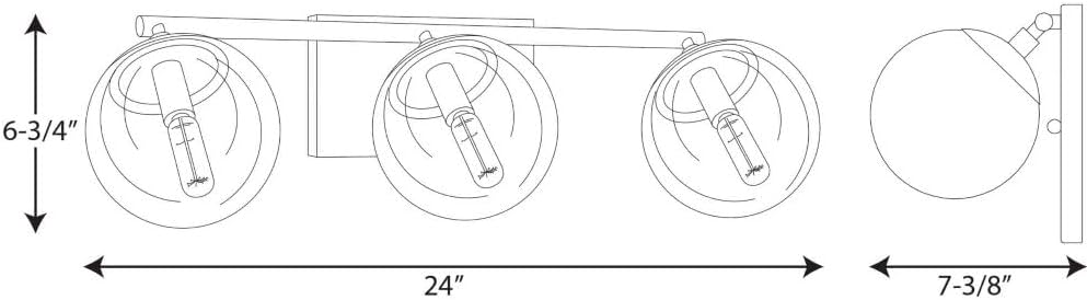 Progress Lighting Mod Collection 3-Light Clear Glass Mid-Century Modern Bath Vanity Light Polished Chrome