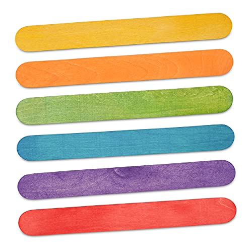 Colored Popsicle Sticks For Crafts, Large Colored Craft Sticks, Pack Of 100, Each Stick 6" Long X 3/4" Wide, By Woodpeckers #TOP4