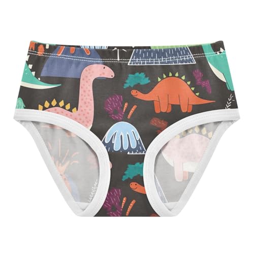 Toddler Girl Panties, Cute Dinosaurs Girls' Cotton Brief Underwear, 2T–8 Years
