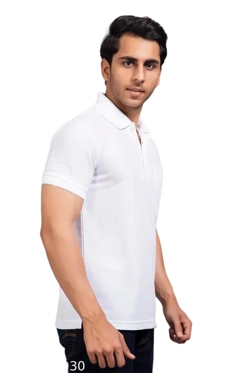 Image of Men's Cotton Blend Half Sleeve Solid Regular Fit Solid Comfortable Stylish Polo Tshirt 12