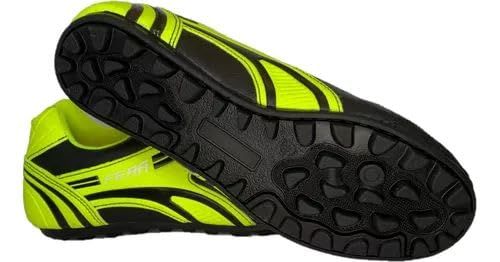 Chuteira Couro Society Preto Amarelo Limão Grama Sintetica Solado Emborrachado (40)