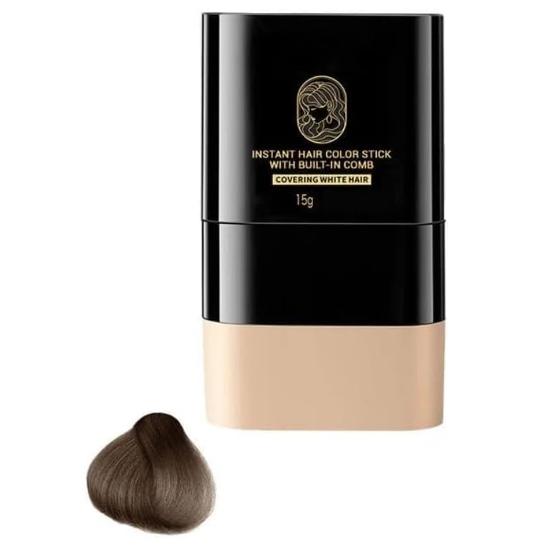 Tinte instantáneo en barra con peine incorporado, resistente al agua y al sudor, seguro y práctico para retoques rápidos y para cubrir canas (Marrón castaño)