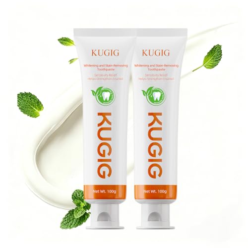 KUGIG Toothpaste Whitening Toothpaste Helps Remove Surface Stains Brighten Teeth Freshen Breath and Support Daily Oral Care for a Cleaner Smile 3.5 Fl Oz (2 Pack)