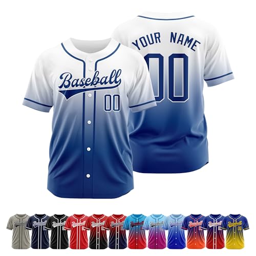 Custom Baseball Jersey Stitched Printed Personalized Name Number Team Button