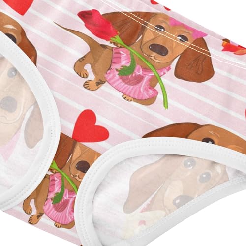 Cotton Girls Underwear Toddler Cute Dachshund Dogs Valentines Pink Panties Little Girl Animal Undies Kids Briefs 2t4