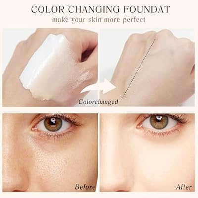 Color Changing Foundation 4 in 1 Medium Spectrum, Flawless Foundation Color Changing Makeup Full Coverage Concealer SPF50+, Hydrating Longwearing Waterproof Liquid foundation for Mature Skin, 30ml