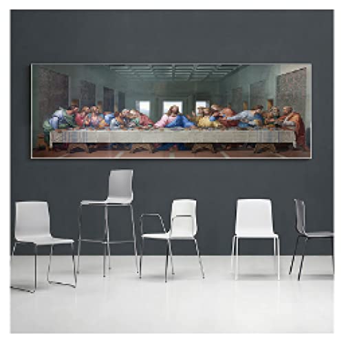 Affiche Da Vinci The Last Supper impression sur toile murale célèbre peinture salon 30x90cm