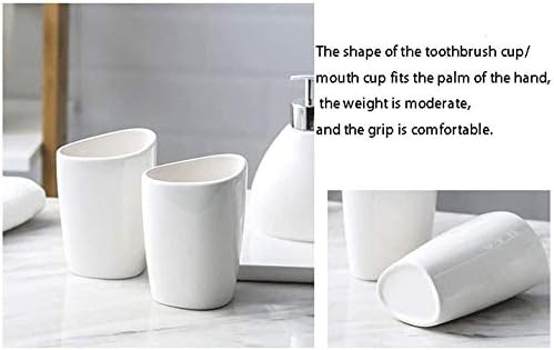 Bathroom Accessory Set Bathroom Set Ceramic Soap Dish Soap Dispenser Toothbrush Cup Cotton Swab Box Tray Aromatherapy Bottle Rinse Cup Simple Ceramic Wash (Colour: 6 Piece Set) (Set of 6) image 5