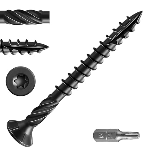 Image of Wensilon #8 * 2 inch Black Deck Screws, (311pcs) 2 lbs.Exterior Wood Screws, Rust Resistant epoxy Coated, Bronze, T20 Star Bit