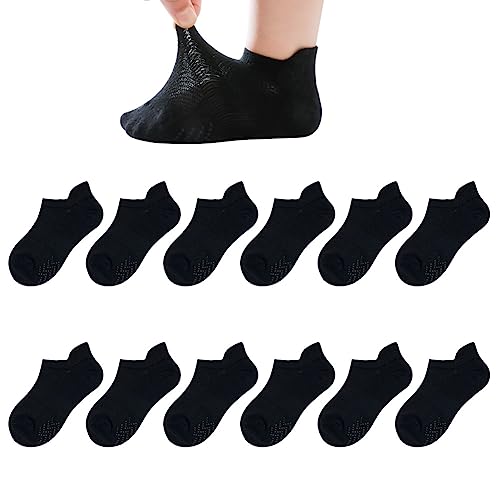 Image of Zumou Toddler Non Slip Socks No Show Anti Skid Ankle With Grips 12 Pairs for Kids Little Girls Boys