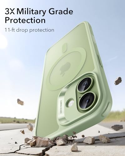 Image of ESR for iPhone 17 Case, Camera Control Cover, Compatible with MagSafe, Shockproof Military-Grade Protection, Magnetic Phone Case for iPhone 17, Classic Hybrid Case, Frosted Light Green