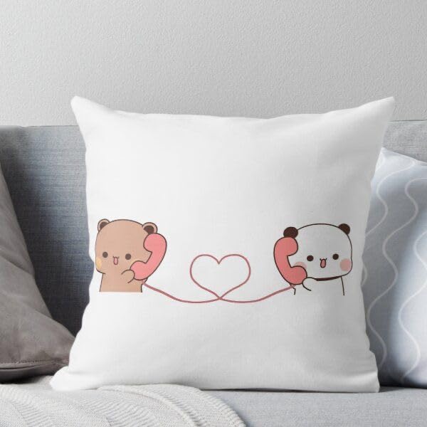 CRAFT MANIACS Bubu Dudu Long Distance Love 16 * 16 Pillow with Filler Inside Best Friendship/Rakshabandhan Day Gift for Your Special Friend/Sibling image 1