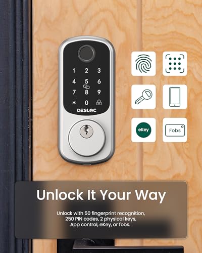 Image of DESLOC Smart Door Lock B200, Smart Deadbolt Lock, Keyless Entry Door Lock, Fingerprint Smart Lock, Smart Locks for Front Door, App Control, Touchscreen Keypad Deadbolts,12-Month Battery, BHMA Grade3