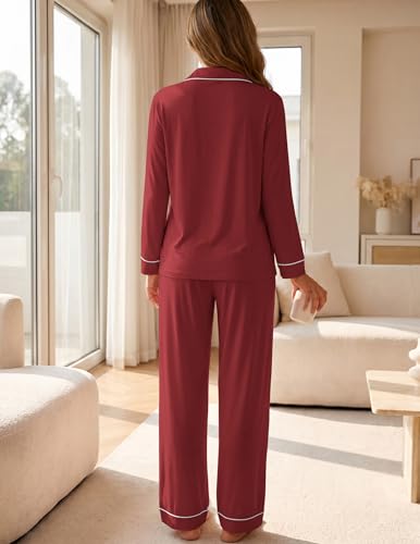 Image of ZMJ Womens Pajamas Sets 2 Piece Long Sleeve and Pant Pj Sets Button Up Sleepwear