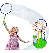OleOletOy Giant Bubble Wand Set: Big Bubble Maker Toy for Kids and Adults with Bubble Refill Solu...