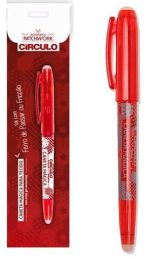 Caneta Mágica Fantasminha - Circulo | Apaga com Ferro | Ideal para Patchwork, Costura e Artesanato Ferramenta Essencial para Quem Trabalha com Patchwork, Costura, Bordado e Artesanato (10 - Vermelho)