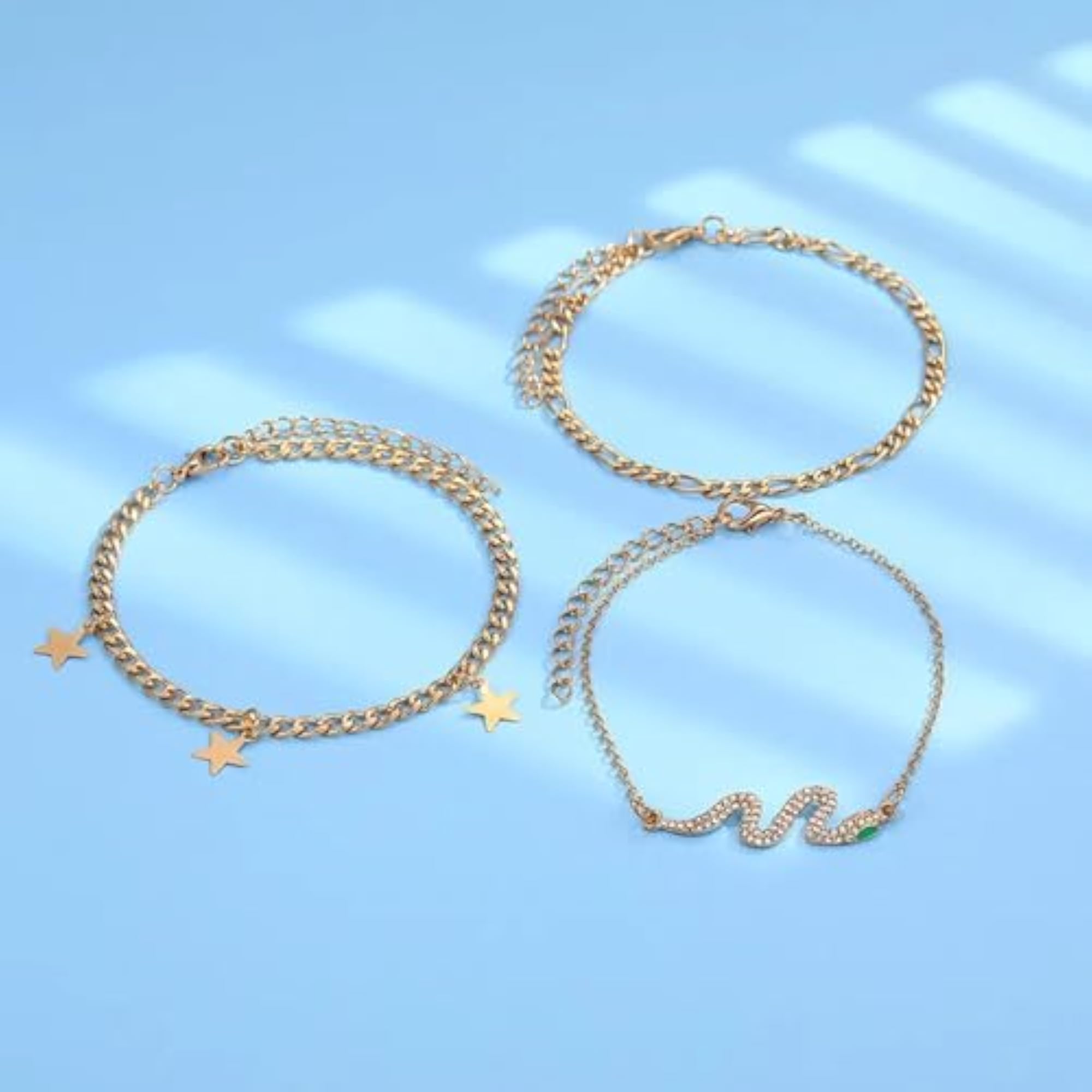 Women's Gold Plated Multi-Layered Snake Design Anklet