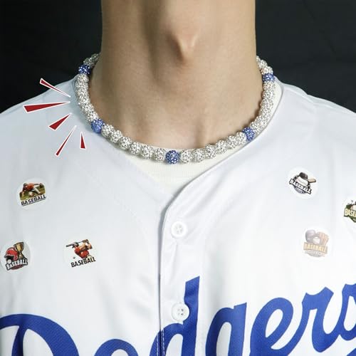 Baseball Beaded Necklace for Men,Baseball Necklace Gifts,Diamond Rhinestone Discoball bead necklace,Chain Necklace Gifts for Baseball Player Team Lovers