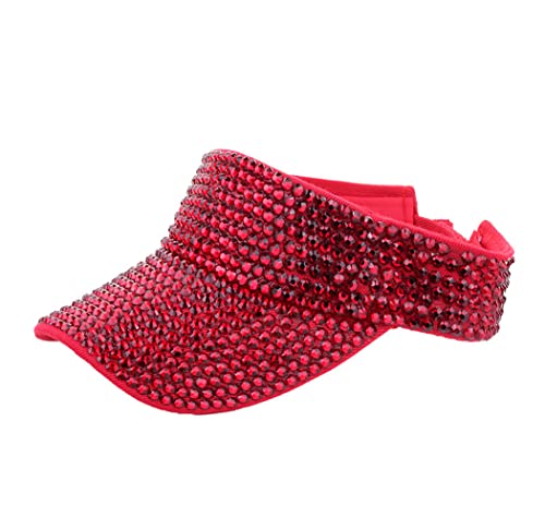 Image of Gudessly Shiny Rhinestones Sport Sun Visor Adjustable Summer Cap Visor Caps for Women Men