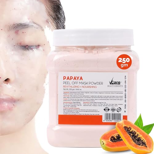 Image of Vcare Jelly Papaya Peel Off Mask For Facials Skincare |Face Mask Powder 250g - Facial Skin Care Product for Women Smoothing, Moisturizing, Cleansing, Refreshing