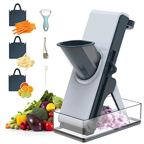 Mandoline Slicer Vegetable Chopper, Adjustable Slicer Vegetable Cutter for Kitchen, Chopper Vegetable Cutter With 3 Slicing Options, Safe Slicer Food Chopper Dicer for Fruit Potato Onion French Fry