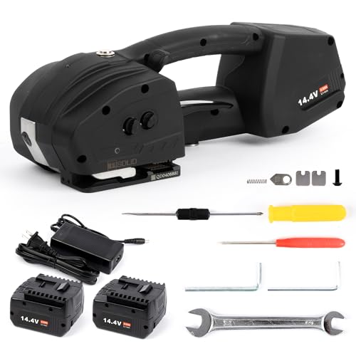 U.S. Solid Flejador automático 2 x 4000 mAh batería para cintas PP/PET de 13-16 mm, flejadora eléctrica para cajas y palés