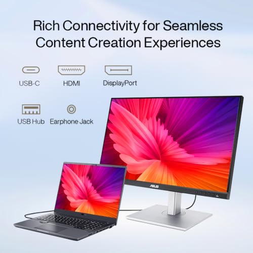 Image of ASUS ProArt 27 inch 4K UHD Monitor, IPS Panel, HDR10, 100% sRGB /Rec.709, ΔE < 2, Calman Verified, USB-C 65W Power Delivery, HDMI /DisplayPort /USB Hub, Eye Care Technology, Ergonomic Stand