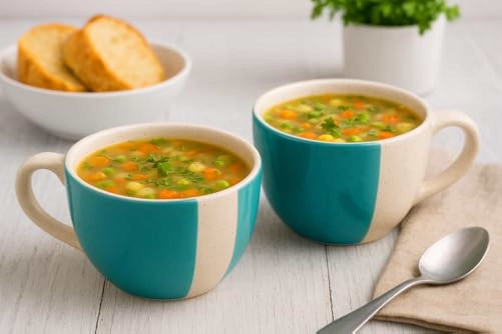 2 Pc Handmade Ceramic Soup Cup with Handle