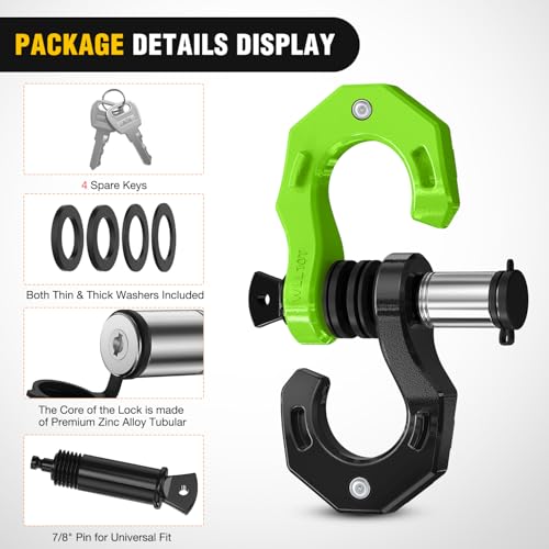 Image of Nilight 2 Pack 3 /4 inch D-Ring Separate Shackle with 7 /8 inch Lock Pin 45,000 lbs Break Strength, Off Road Recovery Shackle with Isolators Washers for Use with Tow Strap, Winch, Truck Vehicle (Black&Green)