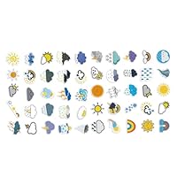 Beaupretty 50pcs Weather Symbols Stickers Pack Adhesive Cartoon Weather Decals for Luggage Bike Water Bottles Laptop DIY Weather-Themed Vinyl Labels for Personalizing Fridge and Skateboard