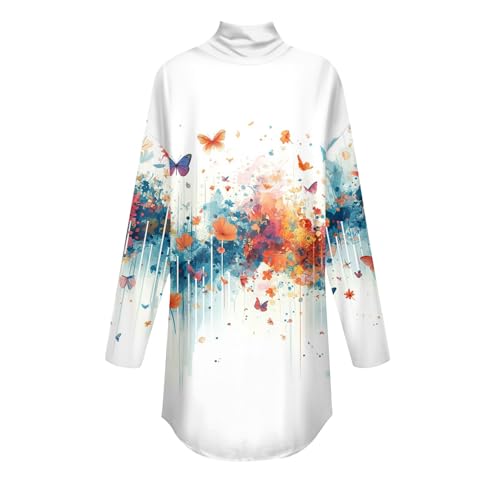 Long Sleeve Shirt for Women 2025 Plus Size Fall Clothes Vintage Printed High Neck Casual Tunic Pullover Blouses4