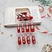 24Pcs Christmas Press on Nails Medium Square WLGDLH Red Fake Nails Silver Glitter with Snowflakes Design Glossy Full Cover Winter Glue on Nails Coffin False Nails Red Ombre Stick on Nail for Women