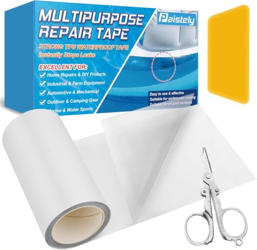 Paistely 4 in x 7 ft High-Viscosity Clear TPU Pool Repair Kit Underwater Inflatable Patch Repair Kit Self-Adhesive Pool Liner Patch for In-ground & Above Ground Pools Inflatable Hot Tubs & Floats
