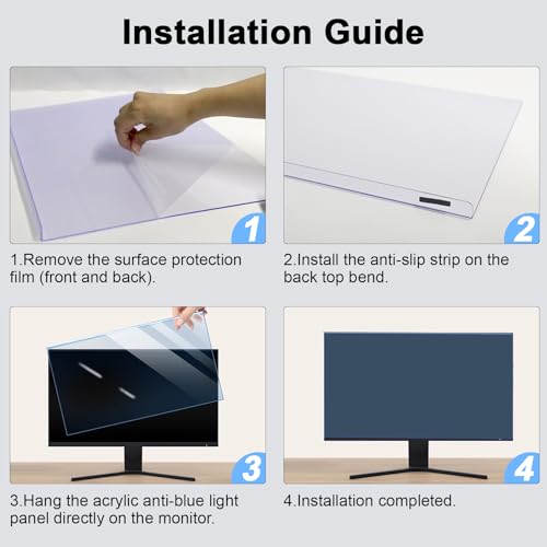 Image of 27-28 Inch Blue Light Filter for Computer Monitor, Computer Screen Blue Light Blocker Panel (24.8''x14.6'') for Widescreen Desktop LCD TV PC Monitor, HD Not Anti-Glare