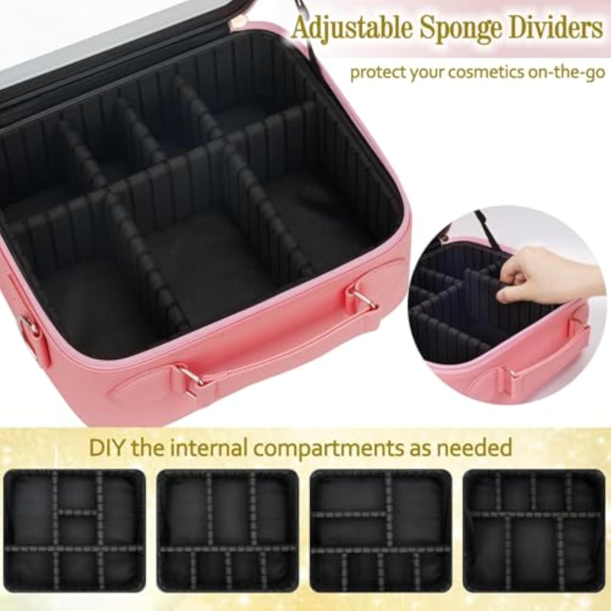 Travel Makeup Bag with LED Lighted Case, Portable Organizer