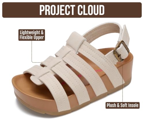 Image of Project Cloud Kids Sandals for Girls - Girls Sandals with Adjustable Buckle Closure, Comfortable Plush & Soft Insole w /Wedge Design Non-Slip Outsole
