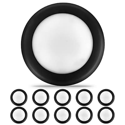 ECOELER 10Pack 6 Inch LED Flush Mount Ceiling Light, Wet Rated Dimmable LED Disk Light, 16.5W, 1000 Lm, 3000K Warm White, Black Trim, Suitable for J-Box or Recessed Can, Energy Star, ETL, FCC