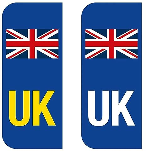 2 Pack UK Number Plate Stickers Self-Adhesive Vinyl Stickers for Car Travel Weatherproof Union Jack Flag Labels Replaces EU or GB Flag Legal for Driving in Europe Post-Brexit
